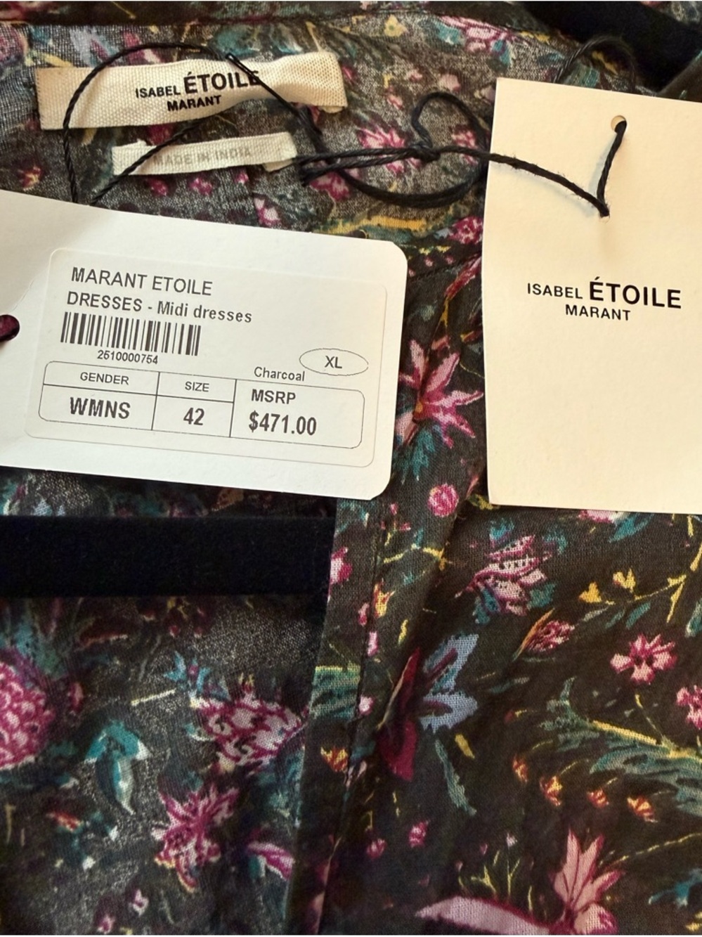 Isabel Marant Etoile Black Midi Cotton Dress Sz 42 - Picture 6 of 11